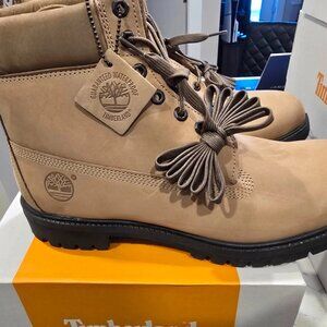 Men's Timberland Premium 6 Waterproof BOOTS Beige Nubuck TB0A2P6W Size 9.5 NEW